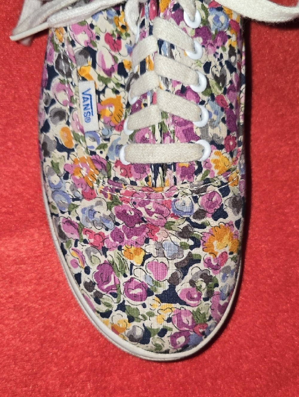 Vans Floral Canvas Low-Top Sneakers in Pink, Purple, Yellow and Cream - Picture 6 of 6